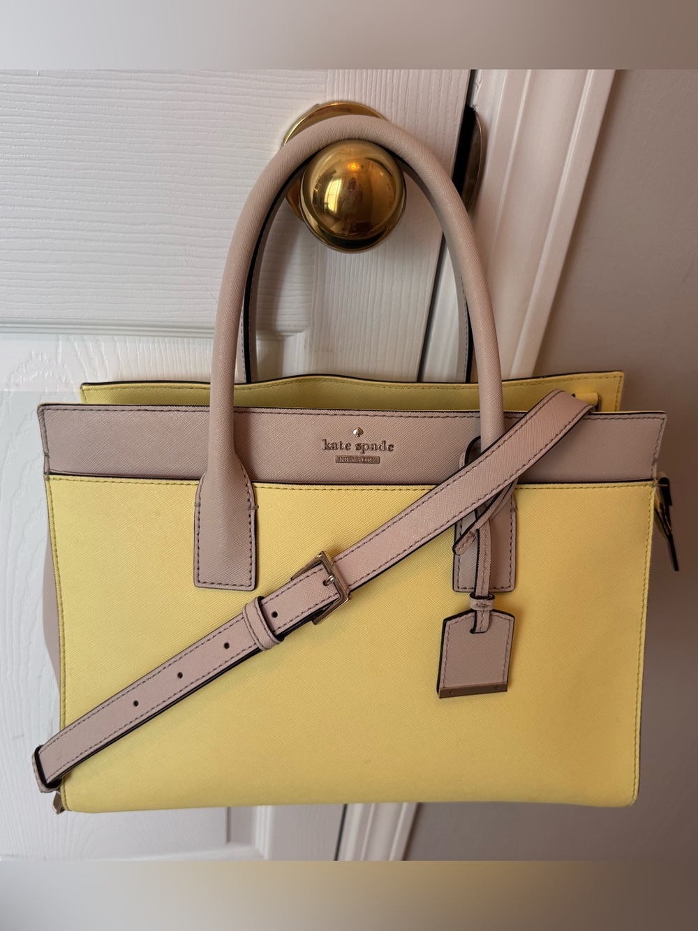 kate spade Yellow and Beige Structured Satchel